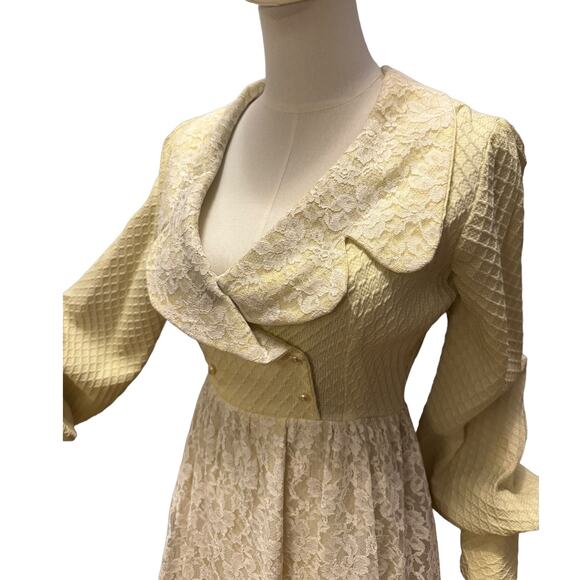 Bridgerton-Inspired Vintage Lace Gown | Romantic Regency Cottagecore Maxi XXS - Picture 7 of 16
